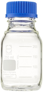BlueCap-flaske, DURAN, med blåt låg, 250 ml