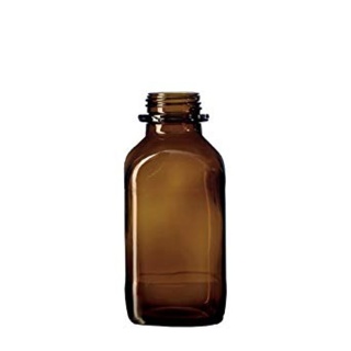 Glasflaske, soda, firkantet, u/låg, brun, 100 ml