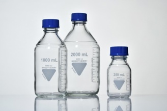 BlueCap flaske med blåt GL45 låg, 1000 ml