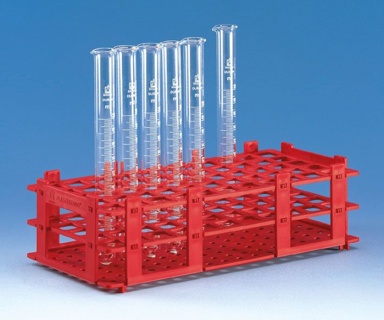 Reagensglasstativ, 84 (6 x 14) rør Ø13 mm, rød