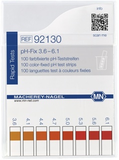 pH-indikatorpapir, Macherey-Nagel pH-Fix, strips, pH 3,6 - 6,1, 100 stk