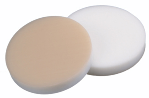 Septa, LLG, til N 24 skruelåg, silikone(hvid)/PTFE(beige) 45 A