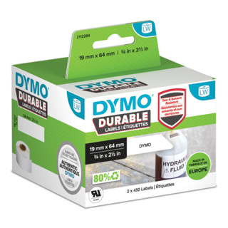 DYMO® LabelWriter Etiket, 19 x 64 mm, sort på hvid, 2 x 450 stk