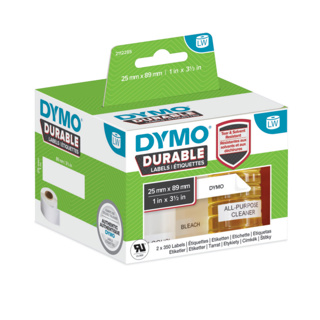 DYMO® LabelWriter Etiket, 25 x 89 mm, sort på hvid, 2 x 350 stk