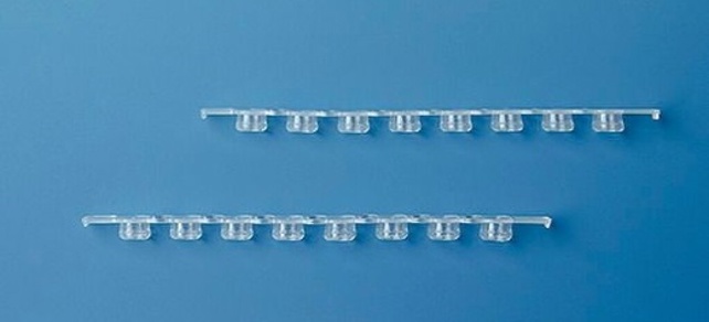 Strips, 8-PCR-låg, flade, klare, 125 stk., 0,2 ml