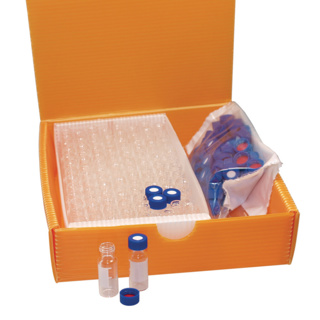 2-i-1 vial kit, LLG, N 9 gevind, 1,5 mL, brun, skrivefelt, blå PP m. hul, silikone/PTFE UC