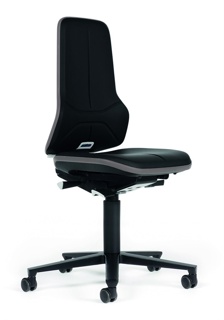 Neon-stol, kunstlæder, hjul/grå, 450-620 mm