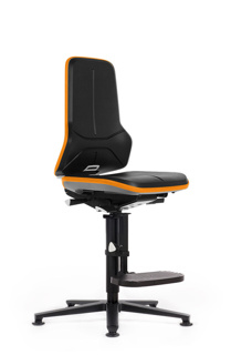 Neon-stol, PU-skum, trin/fødder/orange, 630-910 mm
