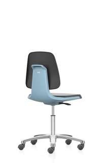 Labsit-stol, PU-skum, hjul, blå, 450-650 mm
