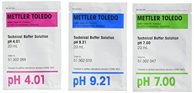 Buffer, teknisk, Mettler-Toledo, pH 4,01/7,00/9,21 ±0,02, 25 °C, 20 mL brev, 3x10 stk