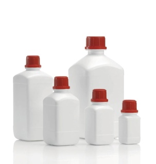 Flaske firkantet, HDPE, hvid, uden låg, 1000 ml