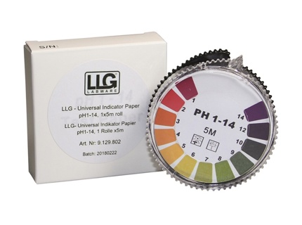 pH-indikatorpapir, LLG Universal, refill, pH 1 - 14, 3 ruller à 5 m