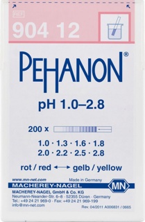 pH-indikatorpapir, Macherey-Nagel PEHANON, strips, pH 1 - 2,8, 200 stk