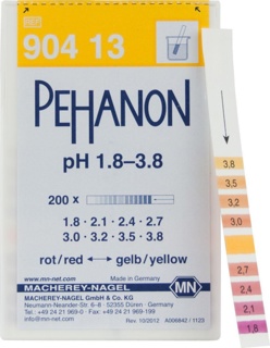 pH-indikatorpapir, Macherey-Nagel PEHANON, strips, pH 1,8 - 3,8, 200 stk