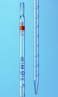 Målepipette, BLAUBRAND, kl. AS, type 2, 360 mm, 1 ml : 0,1 ml 