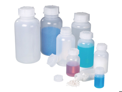 Prøveflaske med vid hals, LDPE, m/låg, 500 ml