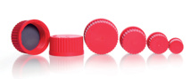 Rødt skruelåg med PTFE pakning, GL45, DURAN®