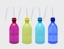 Vaskeflasker, PE, smal hals, gule, 500 ml