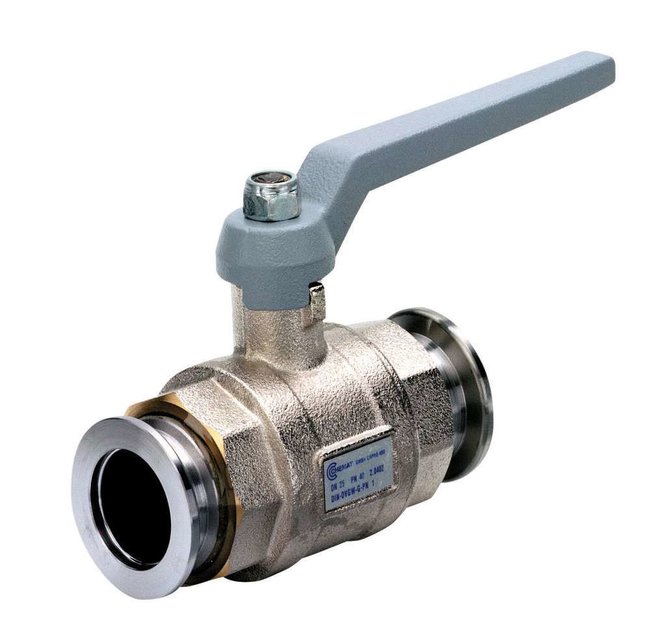 Afspærringsventil, kugle, SS/messing/PTFE, KF DN25