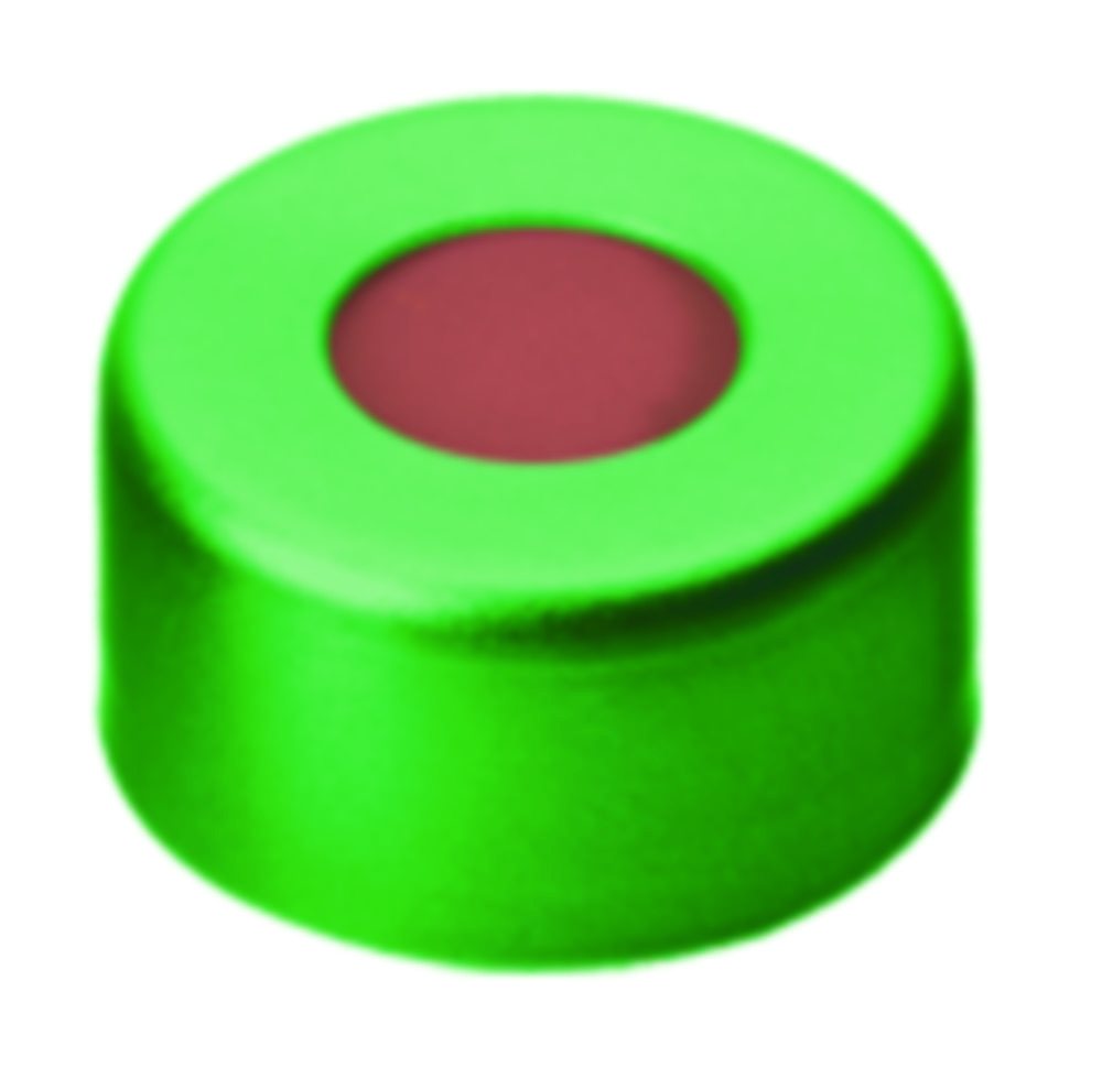 [4001522] Crimp-låg, LLG, N 11, alu m. hul, grøn, gummi/butyl/PTFE 45 A