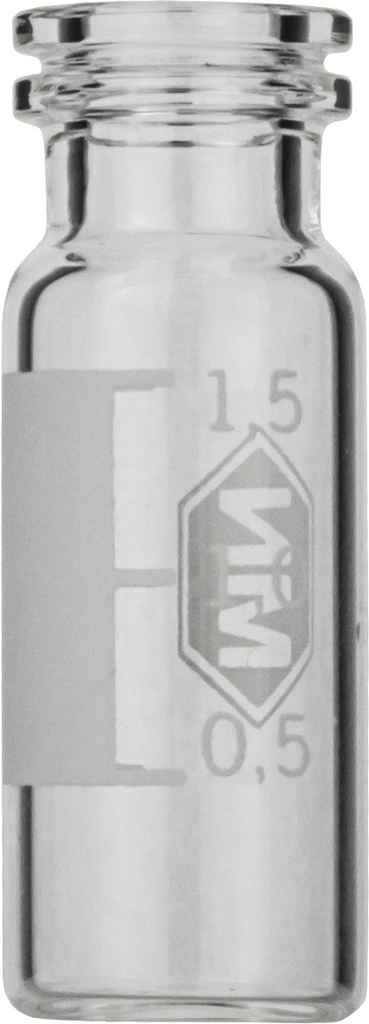 [4001545] Vials m. krave, Macherey-Nagel, N 11 snap ring, vid åbning, 1,5 mL, klar, m. skrivefelt