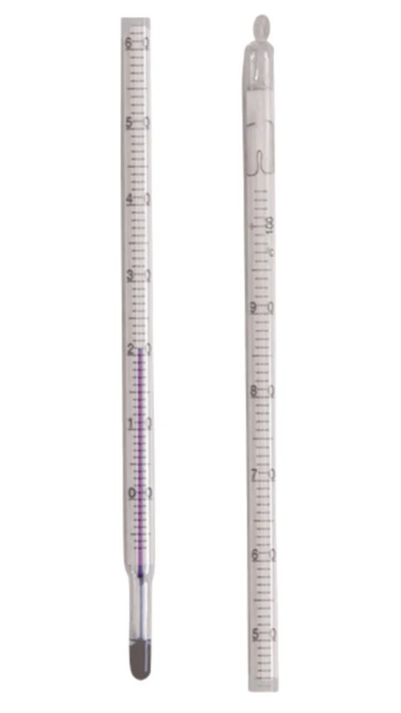 Glas termometer med rød fyldning -10 - 50°C : 1°C