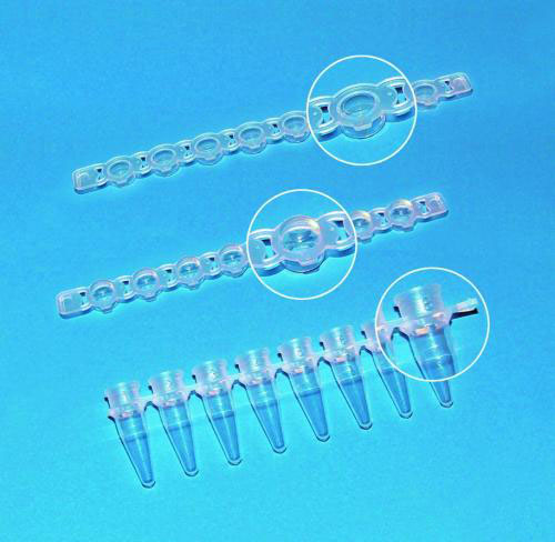 8 PCR-rørstrips m/låg, runde, 250 stk., 0,2 ml