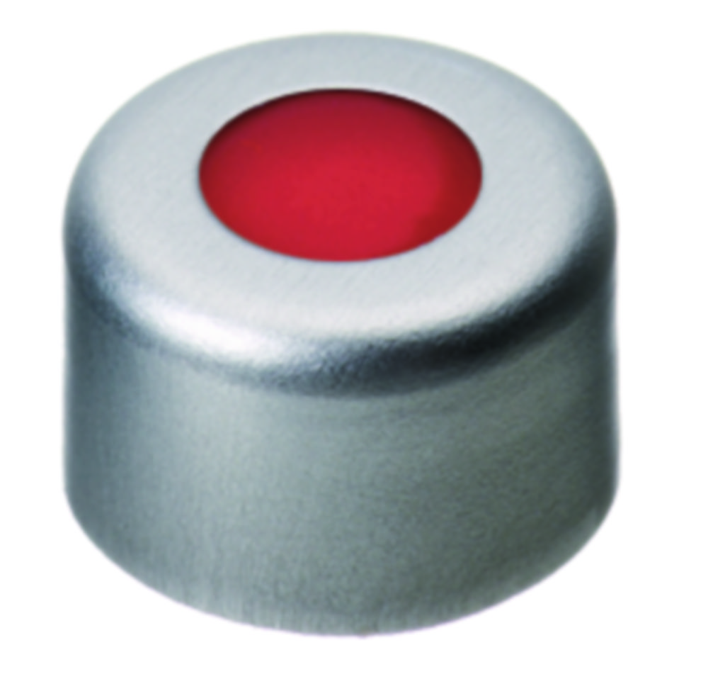 [4008198] Crimp-låg, LLG, N 8, alu m. hul, sølv, PTFE/silikone/PTFE 45 A