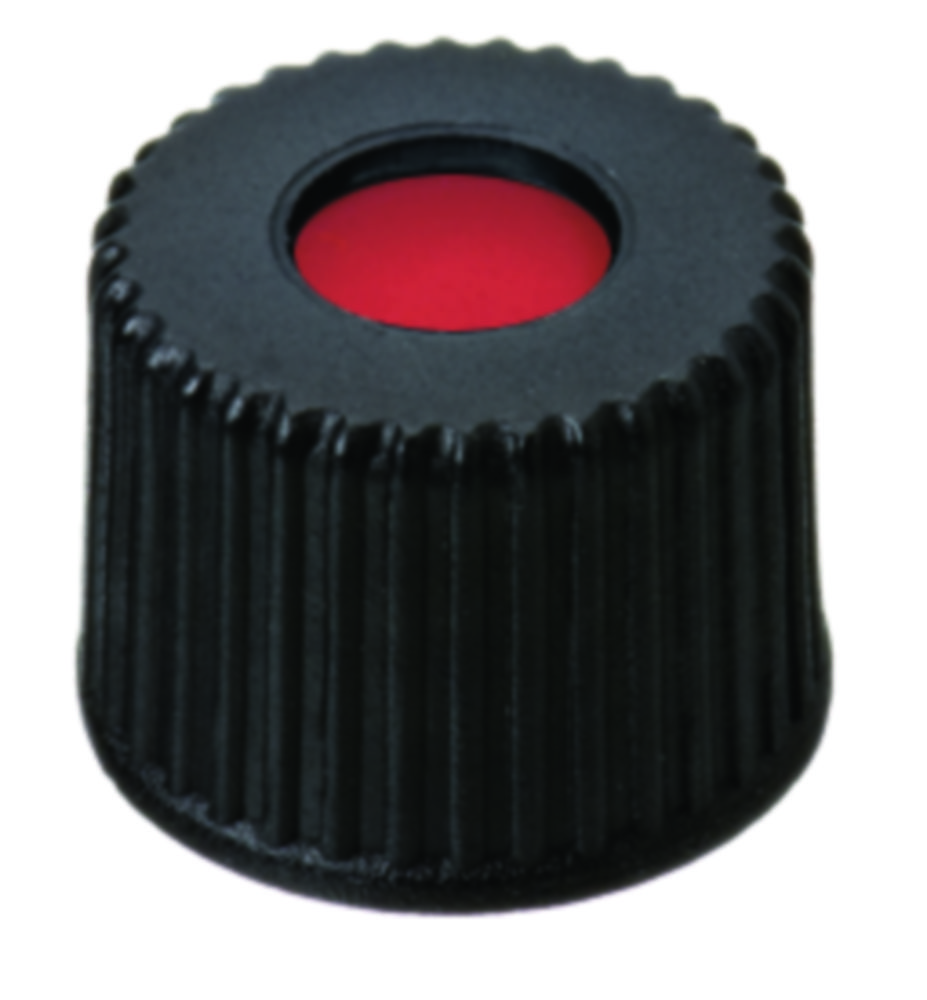 Skruelåg, LLG, N 8, sort PP m. hul, PTFE/silikone/PTFE 45 A
