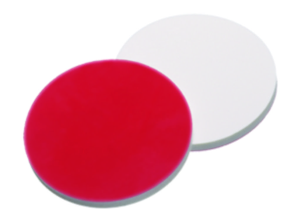 Septa, LLG, til N 9 crimp-låg, silikone(hvid)/PTFE(rød) 55 A