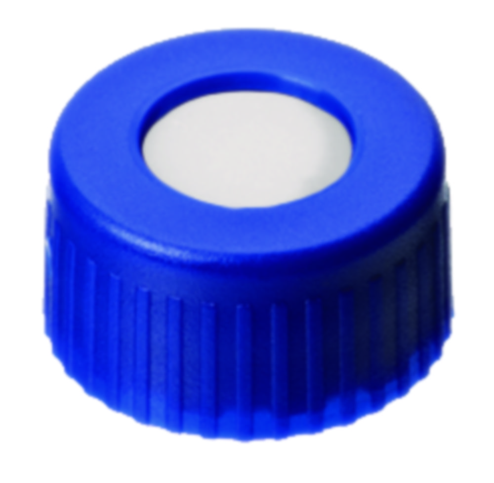 Skruelåg, LLG, N 9 short thread, blå PP m. hul, silikone/PTFE 45 A, UltraBond