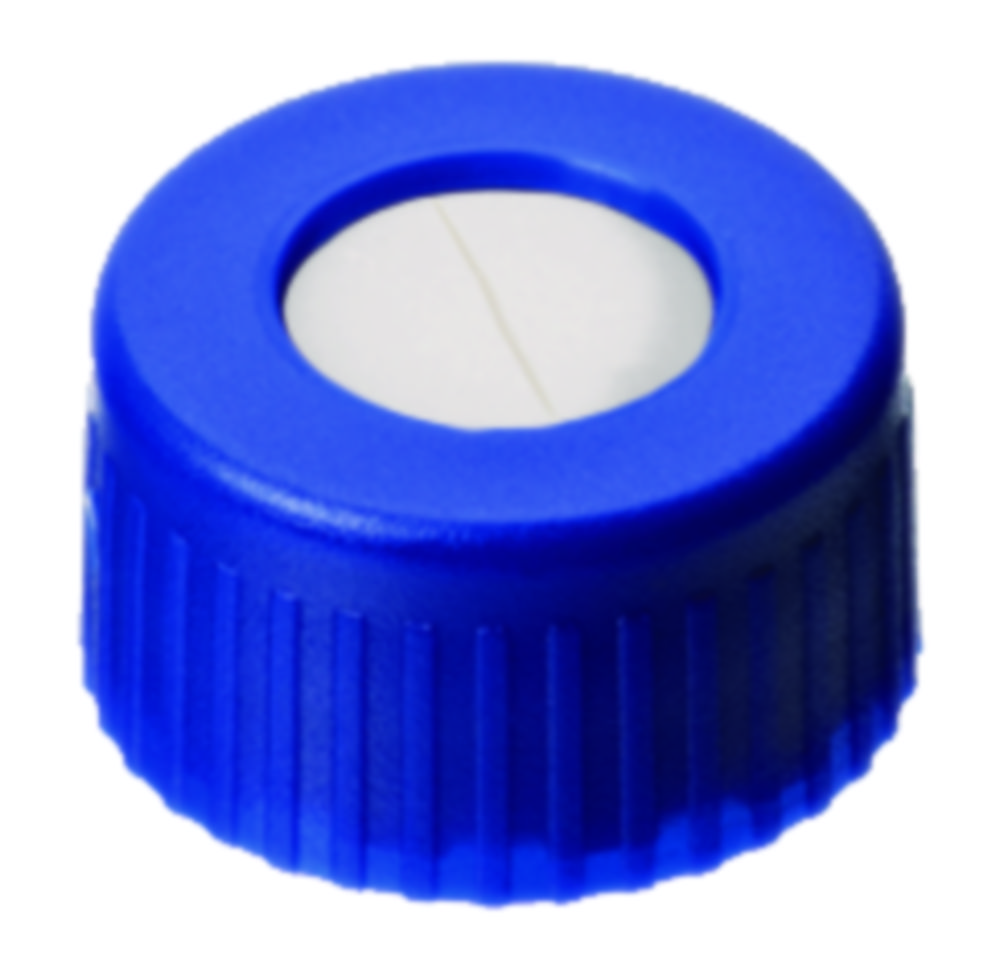 [4008215] Skruelåg, LLG, N 9 short thread, blå PP m. hul, silikone/PTFE 45 A, UltraBond, slit