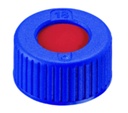 [4008218] Skruelåg, LLG, N 9 short thread, blå PP m. hul, PTFE/silikone/PTFE 45 A