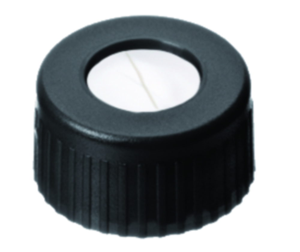 [4008226] Skruelåg, LLG, N 9 short thread, sort PP m. hul, silikone/PTFE 55 A, slit