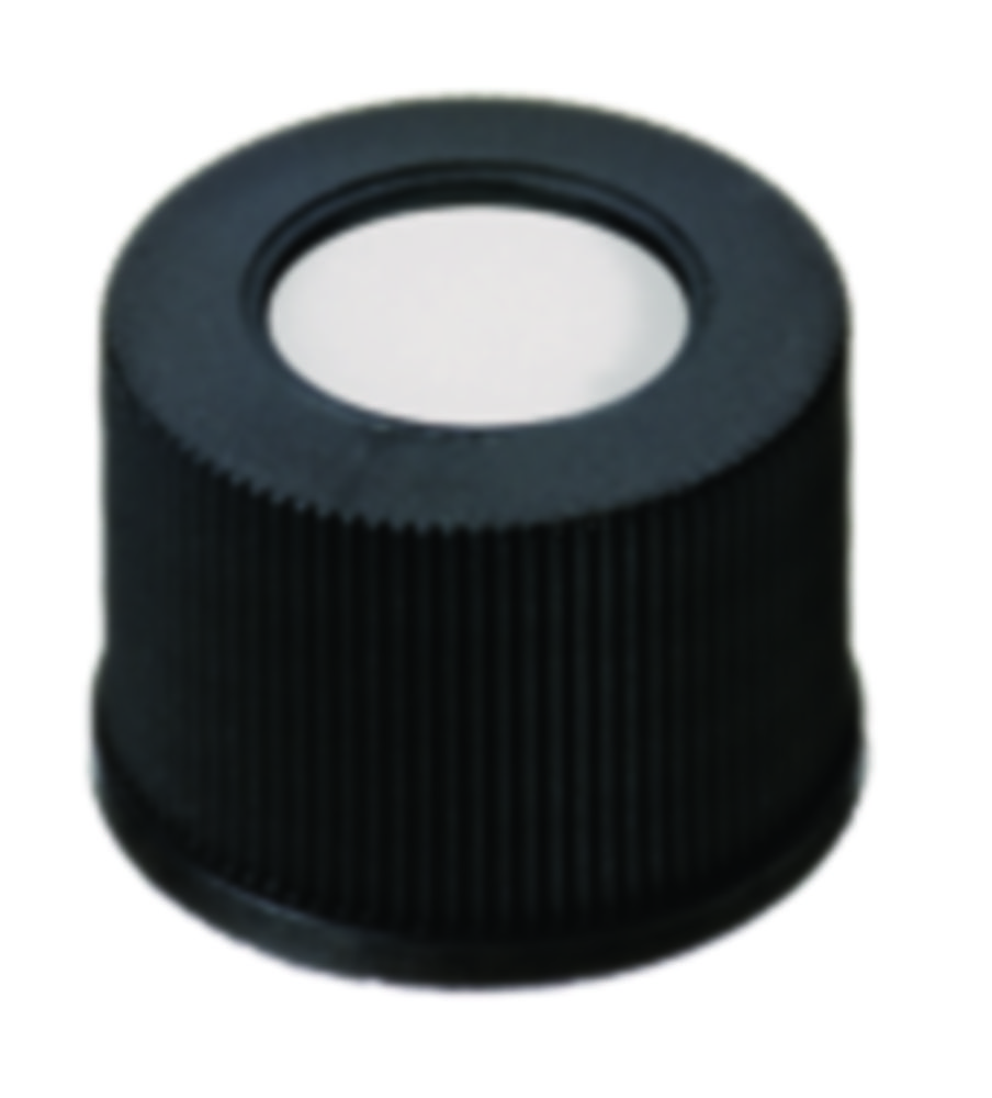 Skruelåg, LLG, N 10, sort PP m. hul, silikone/PTFE 45 A