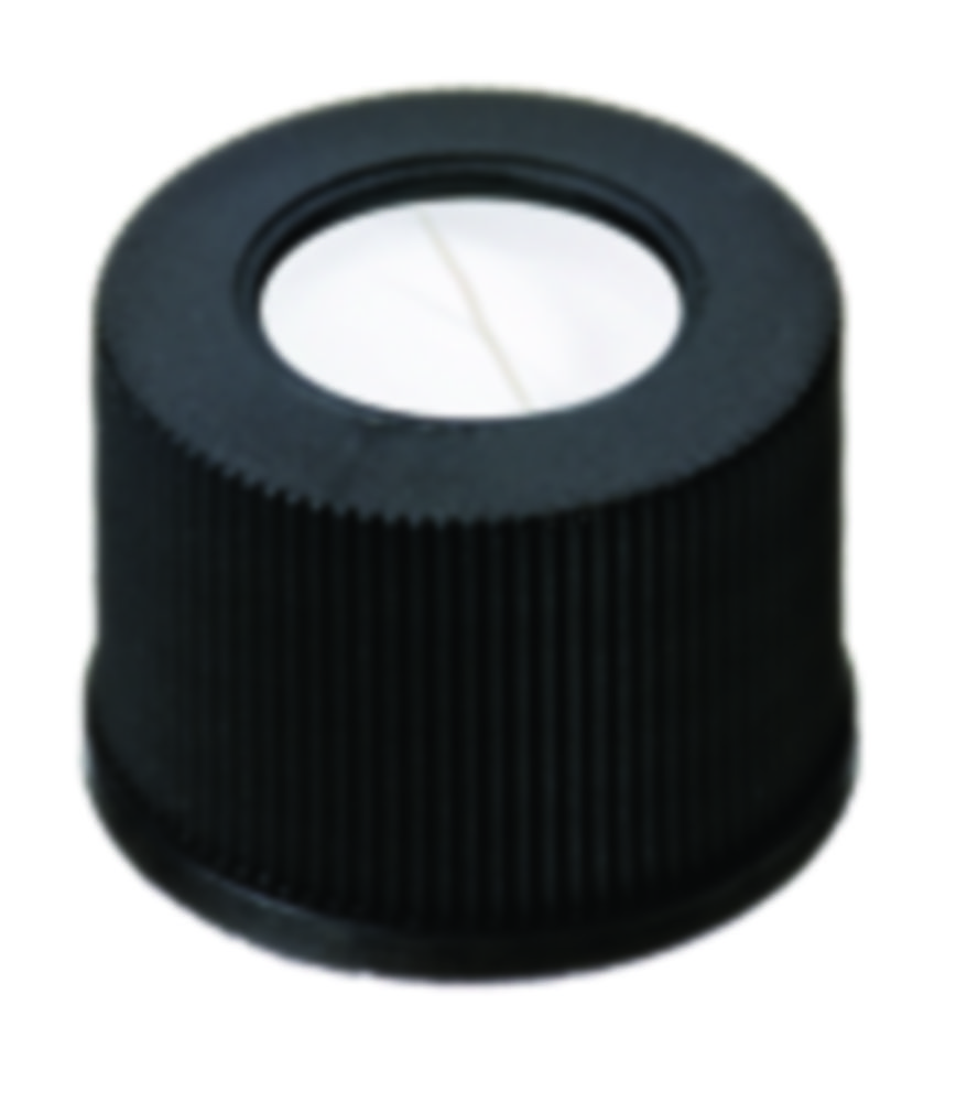 Skruelåg, LLG, N 10, sort PP m. hul, silikone/PTFE 55 A, slit