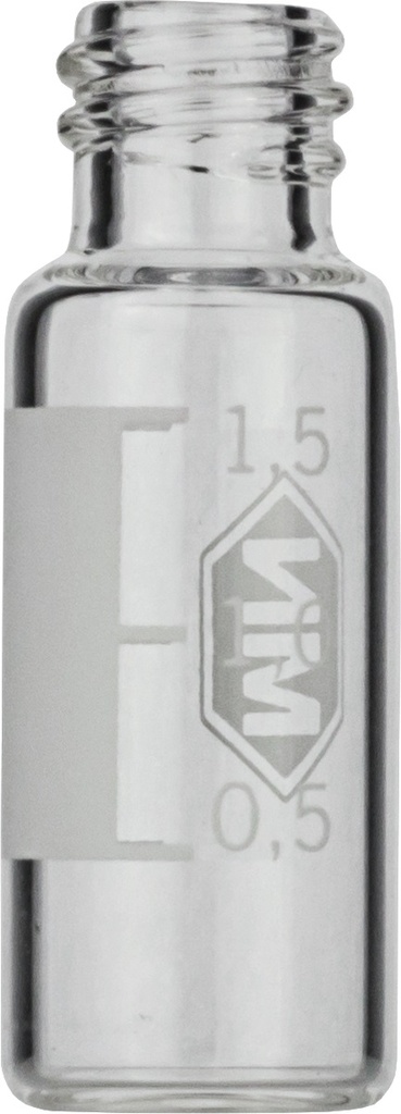 [4008246] Vials m. gevind, Macherey-Nagel, N 8, smal åbning, 1,5 mL, klar, m. skrivefelt