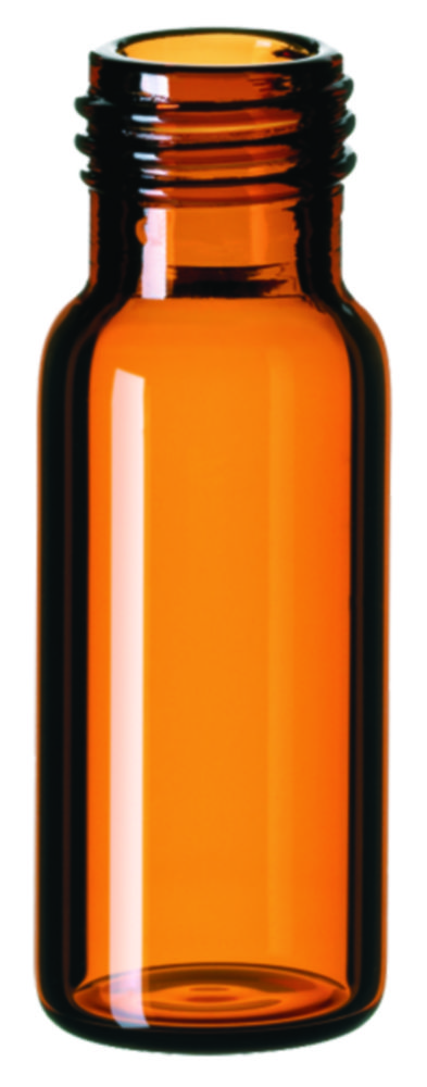 Vials m. gevind, LLG, N 9 short thread, vid åbning, 1,5 mL, brun