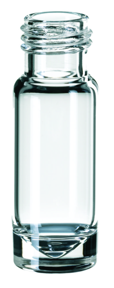 [4008249] Vials m. gevind, LLG, N 9 short thread, smal åbning, konisk bund, 1,1 mL, klar