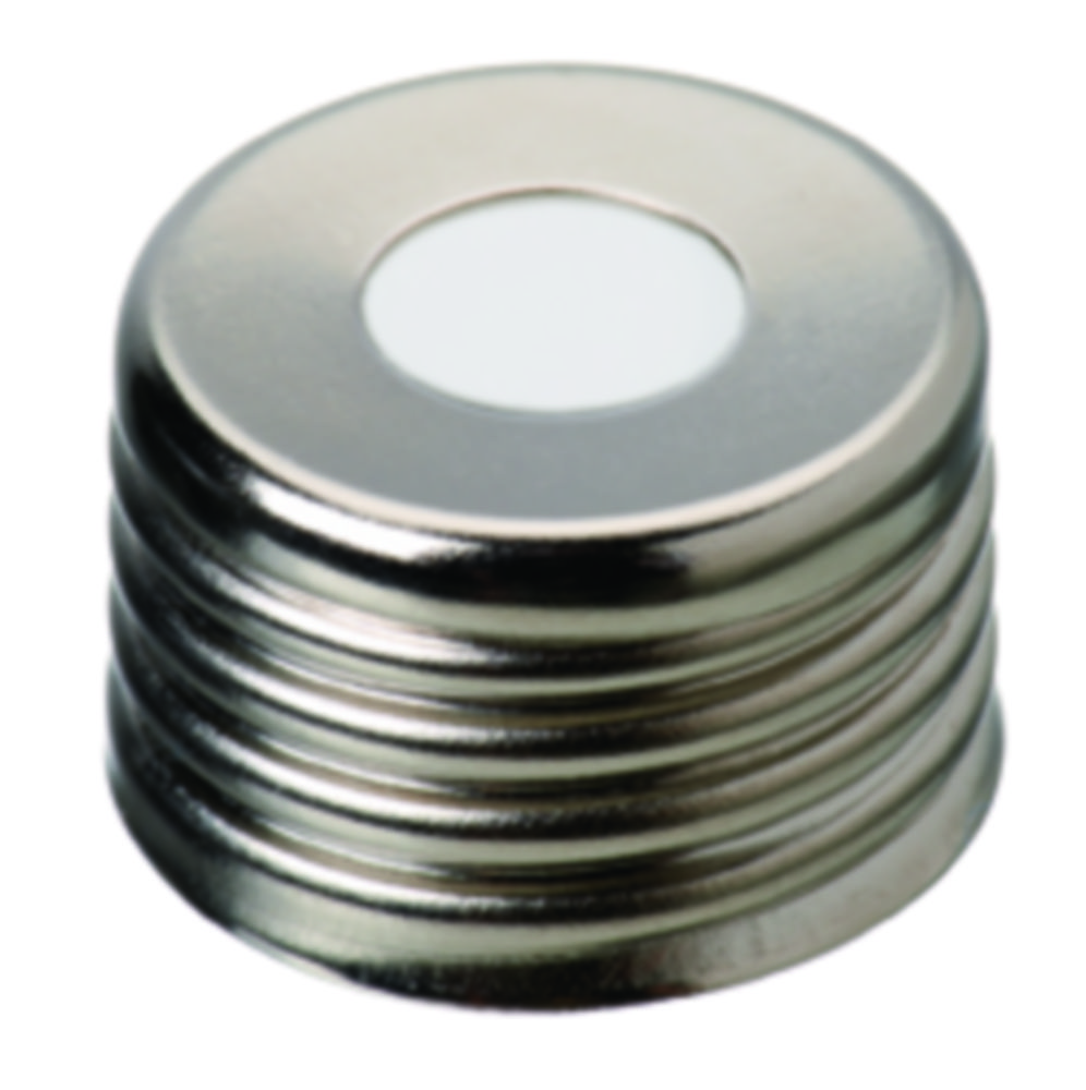 Skruelåg, LLG, N 18, magnetisk stål m. hul, sølv, precision, silikone/PTFE 55 A