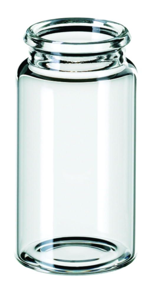 Vials m. krave, LLG, N 22 snap-cap, flad bund, 15 mL, klar