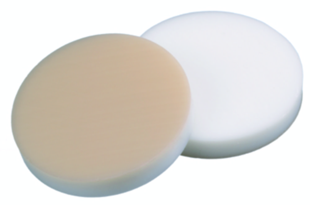 Septa, LLG, til N 24 skruelåg, silikone(hvid)/PTFE(beige) 45 A