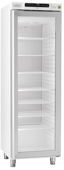 Køleskab, GRAM BioCompact II RR410, +2/20°C, 346L, glasdør, 6 hylder, hvid
