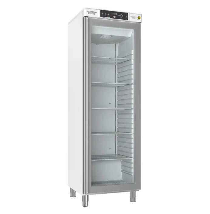 Køleskab, GRAM BioBasic RR410, +2/15°C, 346L, glasdør, 6 hylder, hvid