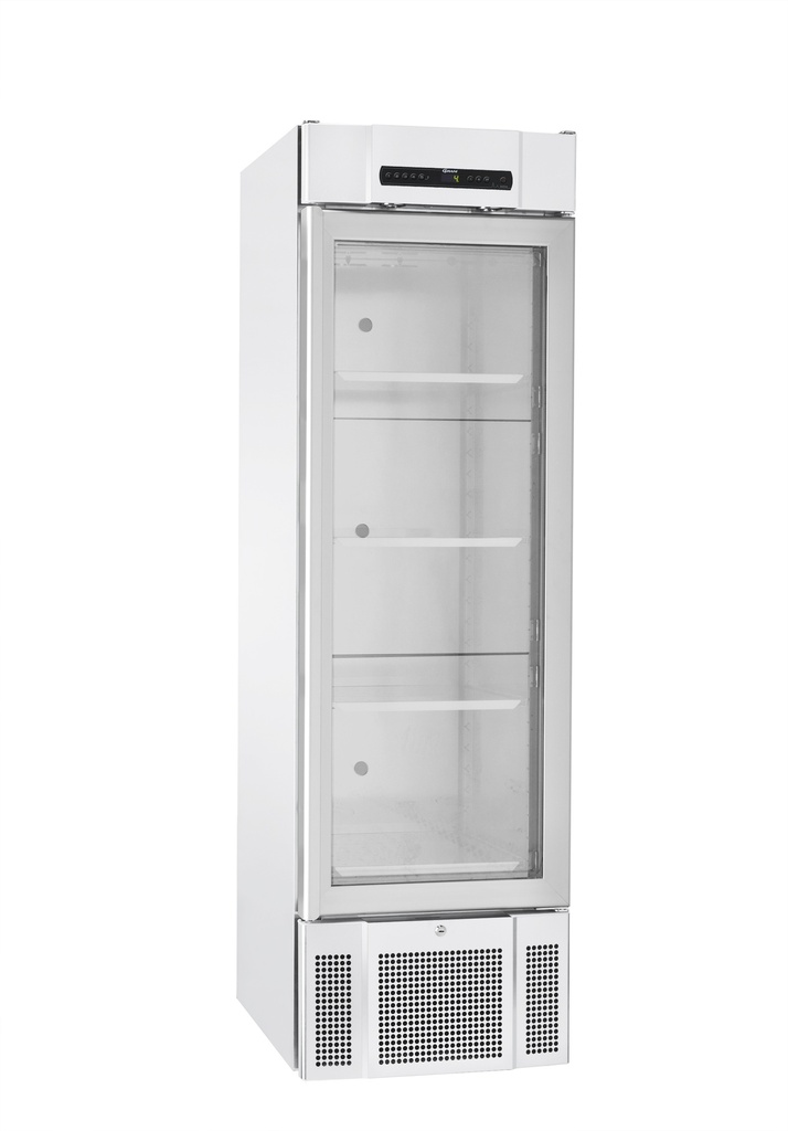 [4563113] Køleskab, GRAM BioMidi RR425, +2/+20°C, 425L, glasdør, 5 hylder, hvid
