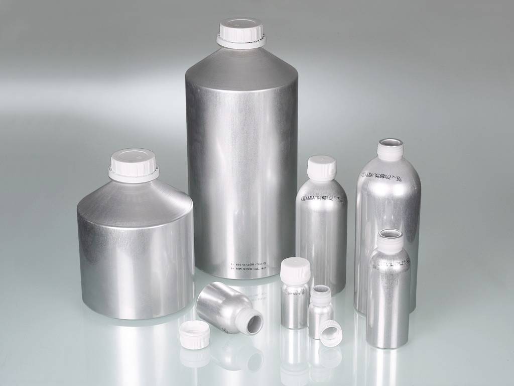 [1370011] Aluminiumflaske med skruelåg, UN godkendt, 120 ml, 10 stk