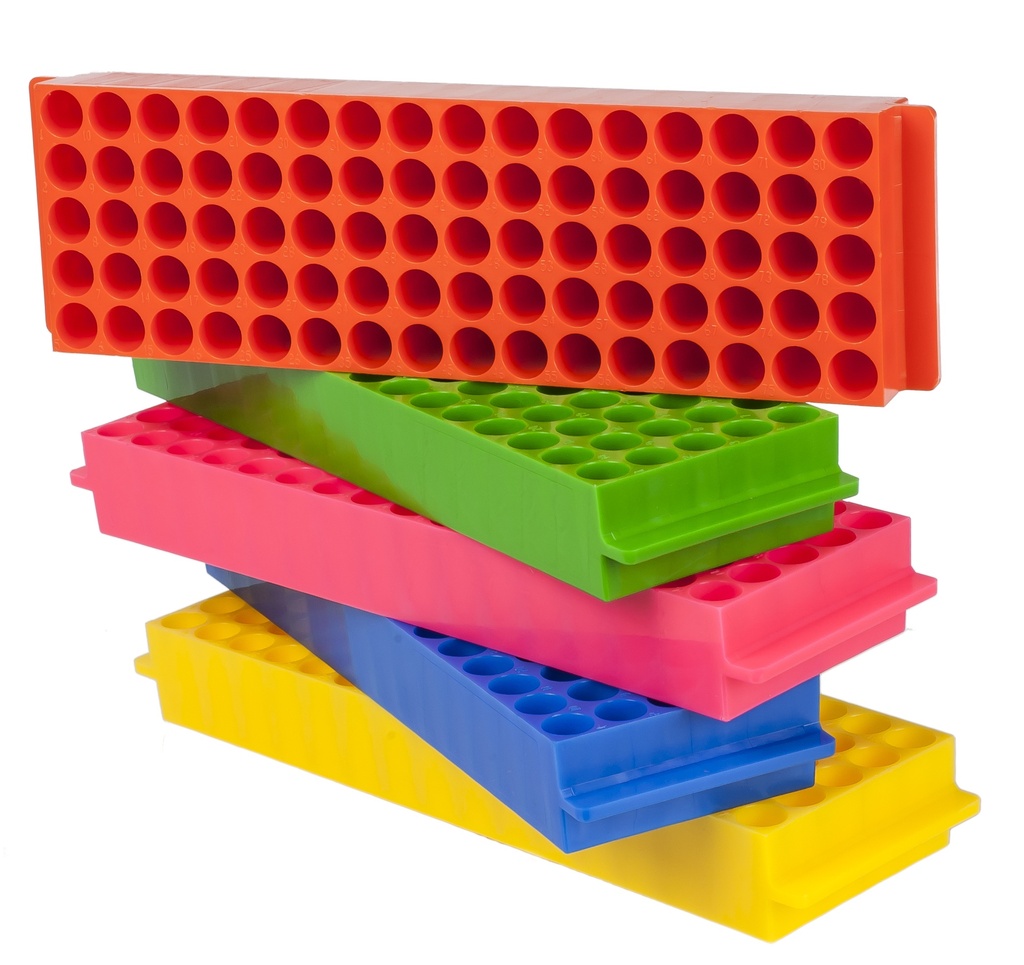 Holder til 80 x 1,5 / 2,0 ml rør, blå, 5-pak