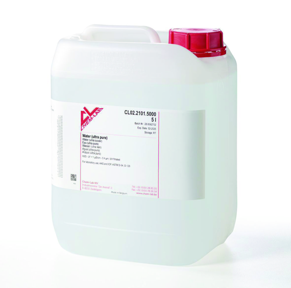 Vand, ultra rent < 1 µS/cm, 5 L