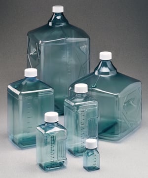 InVitro Biotainer® flaske 125ml PC, lyseblå, PP skruelåg, sterile, 50 stk