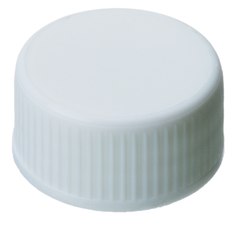 Skruelåg, LLG, N 24, hvid PP, butyl/PTFE 55 A